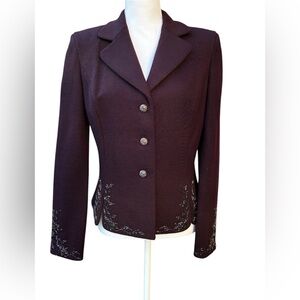 ❤️JOVANI New‎ York deep purple 3 button beaded blazer size 8